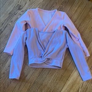 CHILD Pink and Lavender ballet Long Sleeve Wrap Tops